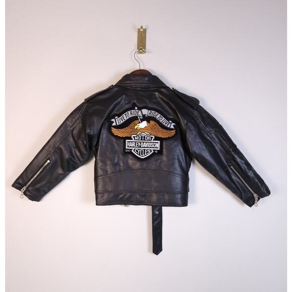 Harley-Davidson Toddler 3T Style Faux Leather Biker Black Jacket - Picture 1 of 11